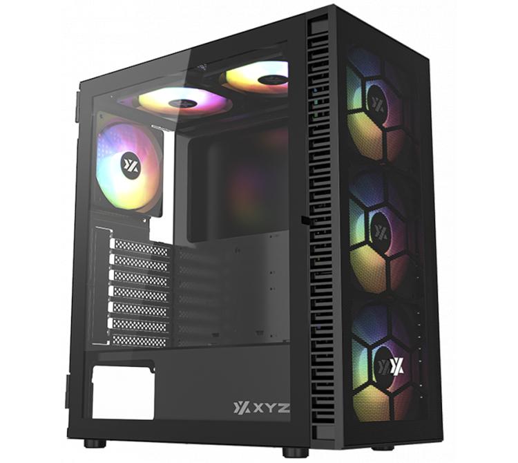 Gabinete XYZ Airone 100 Mesh Black 3x140mm + 3x120mm ARGB Fans Vidrio Templado