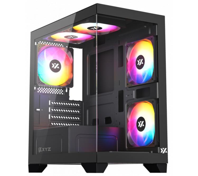Gabinete XYZ Titanium Lite Black 6x120mm ARGB Fans Vidrio Templado