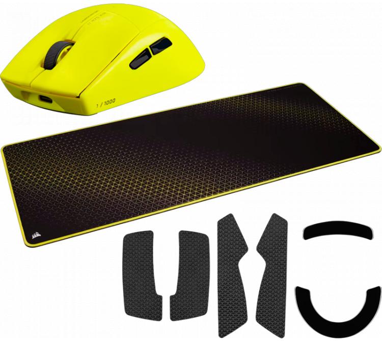 Gabinete Antec VCX200 ELITE RGB Black Mesh 5x120mm RGB Fixed Fans Vidrio Templado + Mouse Corsair M75 Launch Edition SlipStream Wireless 2.4Ghz Bluetooth Yellow RGB 26K 89g 105Hs + Mouse pad Corsair XL Launch Edition 900x400mm