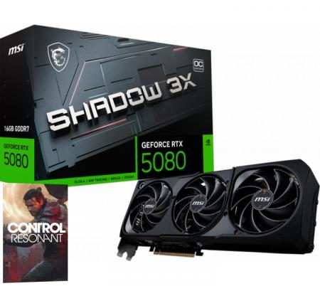 Placa de Video MSI GeForce RTX 5080 16GB GDDR7 SHADOW 3X OC