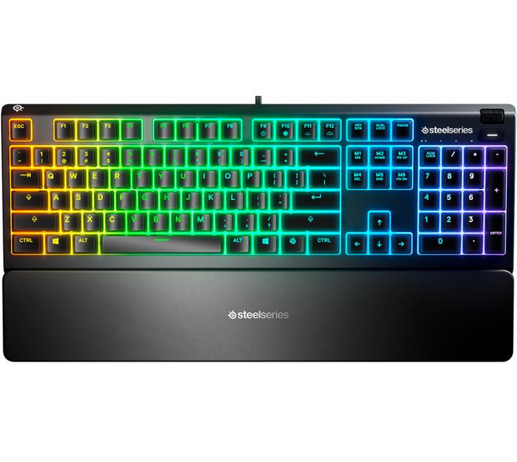 Teclado SteelSeries Apex 3 Switch Whisper-Quiet IP32 Water Resistant Black RGB ESP