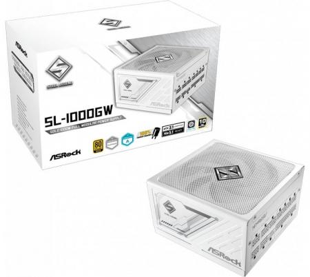 Fuente Asrock 1000W 80 Plus Gold Steel Legend White Full Modular ATX 3.1 PCIe 5.1 Cybenetics Platinum