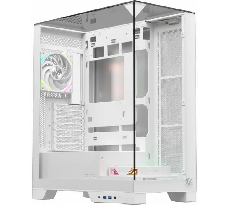 Gabinete XYZ Trifecta White 2x120mm ARGB USB-C Fans Vidrio Templado