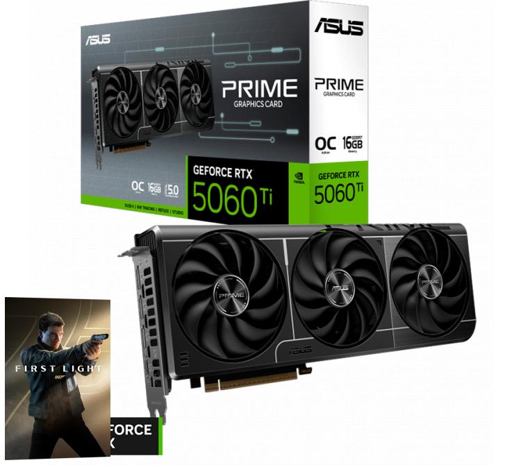 Placa de Video ASUS PRIME GeForce RTX 5060 Ti 16GB GDDR7 OC