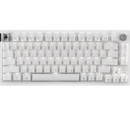 Teclado Mecanico Corsair K65 PLUS 75% Wireless 2.4Ghz Bluetooth 1ms Switch MLX Red Frost White RGB 266Hs