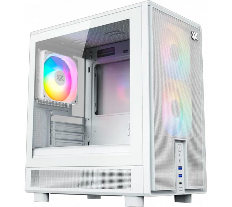 Gabinete XYZ ATOM White 3x120mm ARGB Fans Mesh White USB-C Gen2 Vidrio Templado