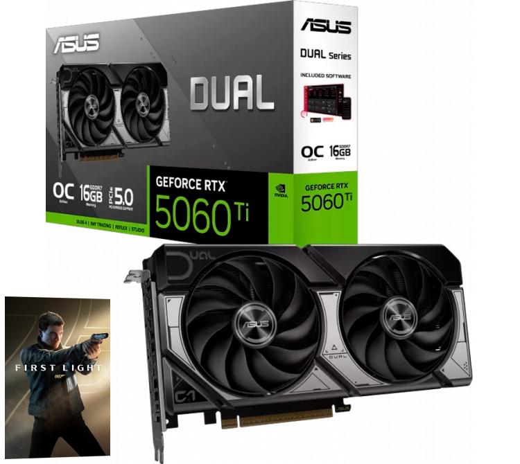 Placa de Video ASUS DUAL GeForce RTX 5060 TI 16GB GDDR7 OC