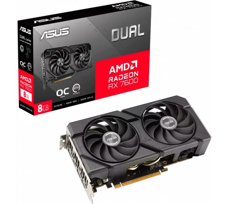 Placa de Video ASUS DUAL Radeon RX 7600 8GB GDDR6 EVO OC