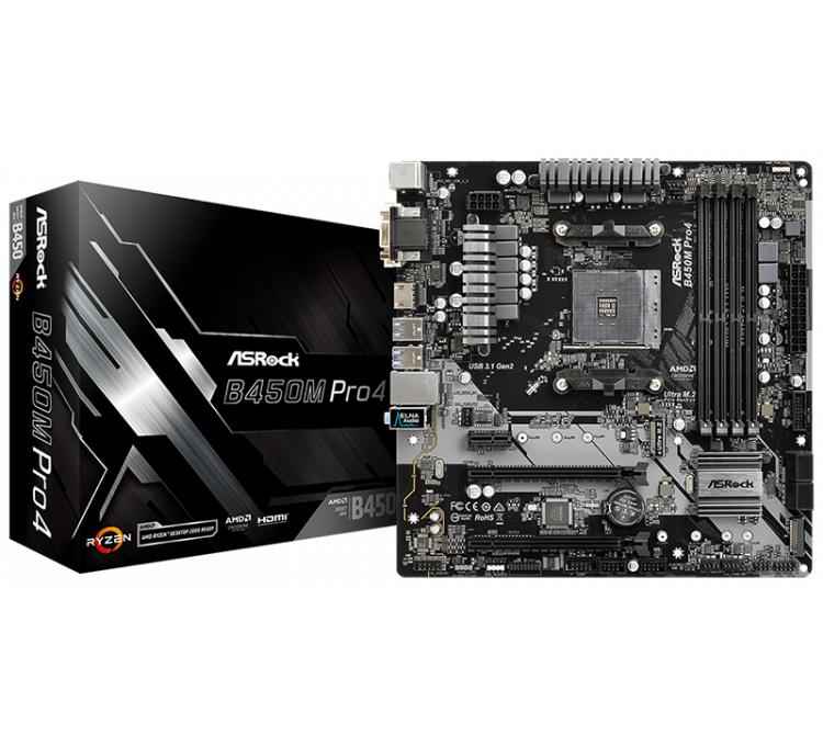 Mother Asrock B450M Pro4 AM4 R2.0 BULK - OUTLET