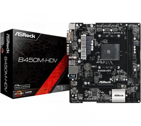 Mother Asrock B450M-HDV AM4  BULK - OUTLET