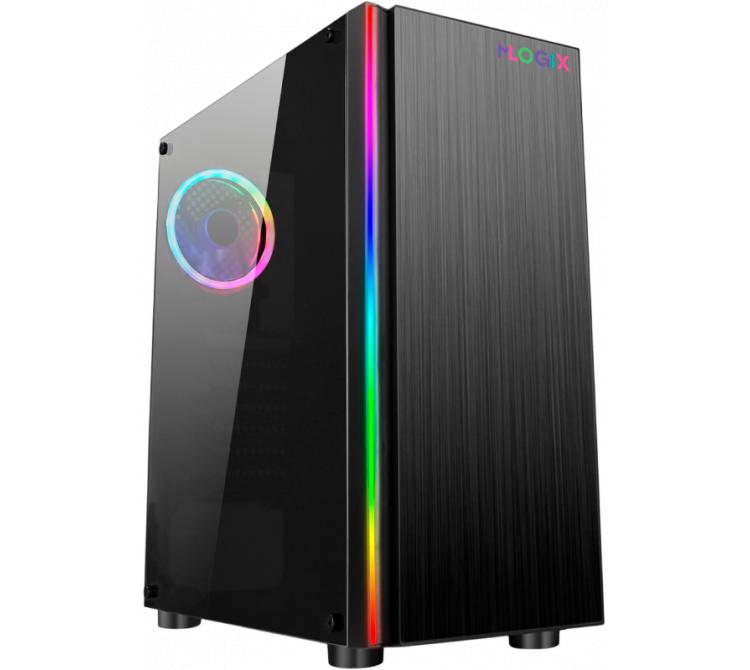 Gabinete MLOGIX Fighter RGB 1x120mm Fan M-ATX Vidrio Templado