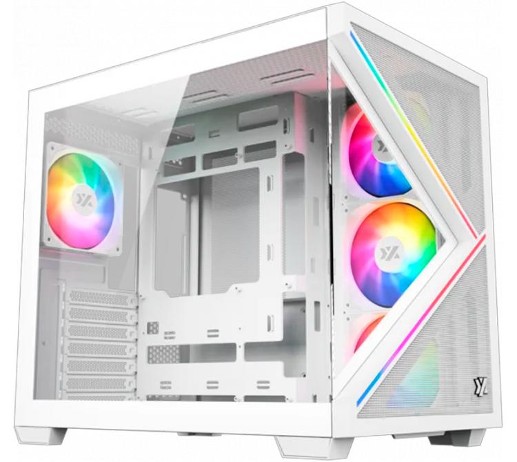 Gabinete XYZ QUBEX White 4x120mm Pulsar ARGB Fans Inc. Controladora USB-C Dual Chamber BULK - OUTLET