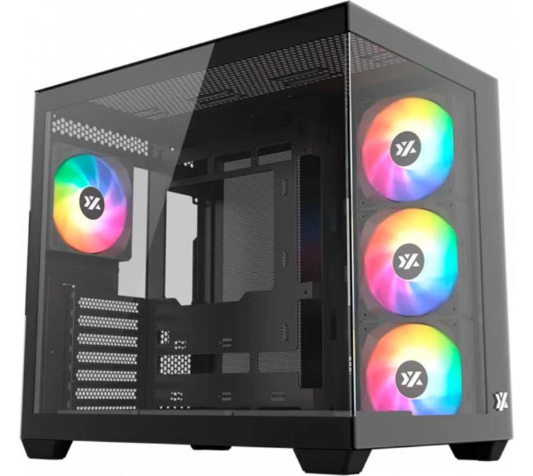Gabinete XYZ TESSERACT X Black 7x120mm ARGB Fans Incl. Controladora USB-C Dual Chamber BULK - OUTLET