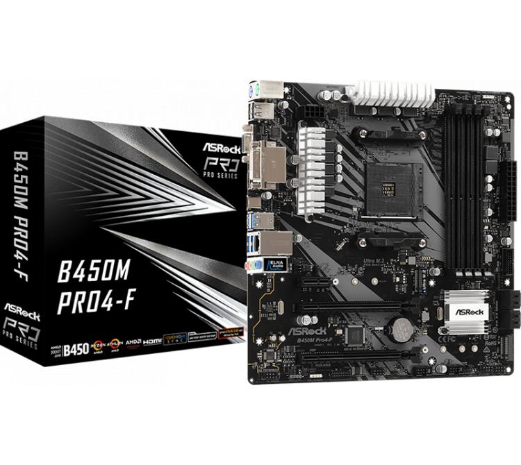 Mother Asrock B450M Pro4-F AM4 BULK - OUTLET