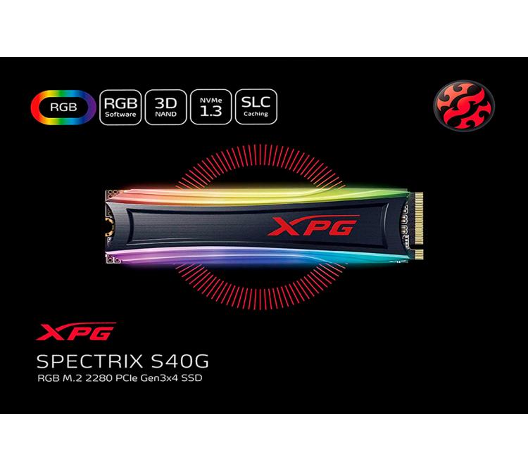 Disco Sólido SSD M.2 ADATA 512GB XPG Spectrix S40G RGB 3500MB/s NVMe PCI-E X4 BULK - OUTLET