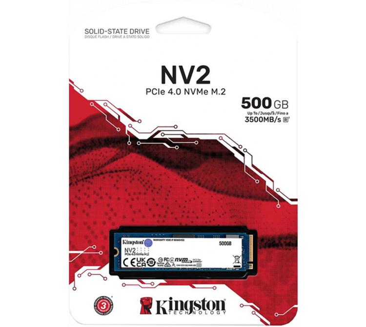 Disco Sólido SSD M.2 Kingston 500GB NV2 3500MB/s NVMe PCI-E 4x BULK - OUTLET
