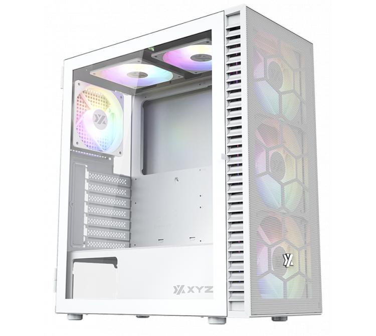 Gabinete XYZ Airone 100 Mesh White 3x140mm + 3x120mm ARGB Fans Vidrio Templado BULK - OUTLET