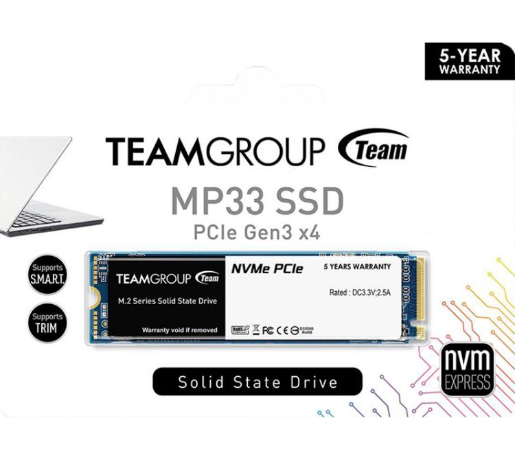 Disco Solido SSD M.2 Team 512GB MP33 1700MB/s NVMe PCI-E Gen3 x4 BULK - OUTLET