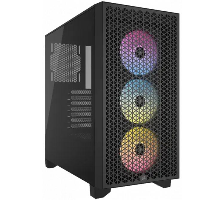 Gabinete Corsair 3000D TG Airflow Black RGB 3x120mm AR120 ARGB Fans ATX - OUTLET