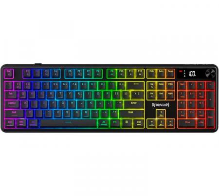 Teclado Redragon Meca-Membrana Volcano K526 PRO Wireless 2.4Ghz Bluetooth 5.0 RGB LCD Full Size