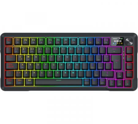 Teclado Mecanico Redragon UCAL K724 PRO Wireless 2.4Ghz Bluetooth 5.0 Yolk Switch Black ESP RGB LCD