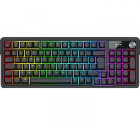 Teclado Mecanico Redragon EISA K719 PRO Wireless 2.4Ghz Bluetooth Yolk Switch Black 95% ESP RGB LCD