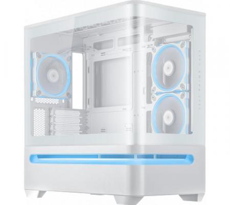 Gabinete ASUS PRIME AP202 3x120mm TG White ARGB Light Band Vidrio Templado