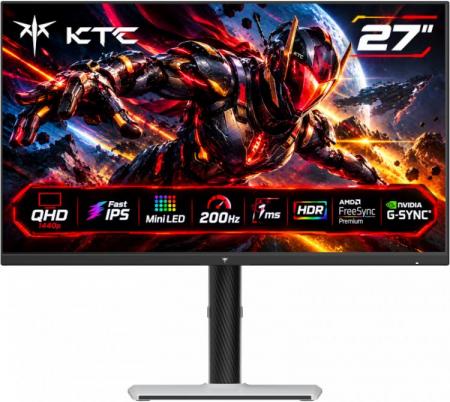 Monitor Gamer KTC M27T6S 27" QHD 1440p Fast IPS Mini LED 1152 Zonas 200Hz 1ms HDR1000 FreeSync Premium G-SYNC