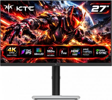 Monitor Gamer KTC M27P6S 27" 4K UHD Fast IPS Mini LED 2304 Zonas 160Hz Dual Mode FHD 320Hz 1ms HDR1400 FreeSync Premium G-SYNC