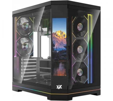 Gabinete XYZ NEUTRON X PRO Black 5x120mm ARGB PWM Fans Dual Chamber 9.1" LCD Smart Display
