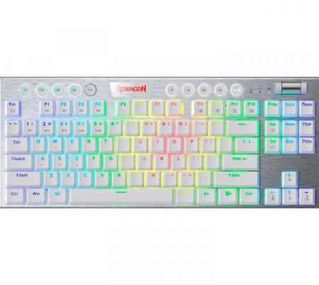 Teclado Mecanico Redragon Horus K621W White RGB TKL Low Profile Switch Red Wireless - Usado en evento
