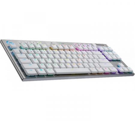 Teclado Mecanico Logitech G915 Low Profile Lightspeed Wireless 2.4Ghz Bluetooth LightSync RGB Switch Brown TKL White 40hs - Usado en evento