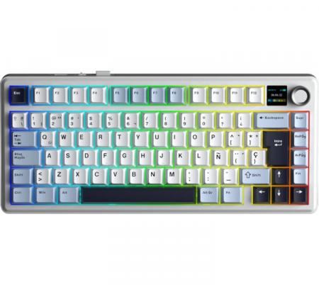 Teclado Mecanico Aula F75 MAX Wireless 2.4Ghz Bluetooth 5.0 Pantalla TFT Degrade Blue/White/Purple RGB 80hs USB-C