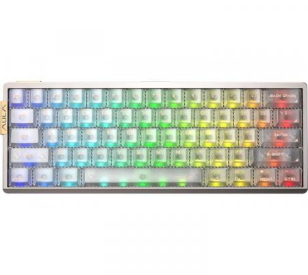 Teclado Magnetico Aula AG60 PRO 8000Hz Hall Effect Aluminio CNC White Suspension Ajustable RGB USB-C