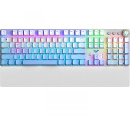 Teclado Mecanico Aula F2088 Air Wireless 2.4Ghz Bluetooth Blue/White Degrade RGB USB-C
